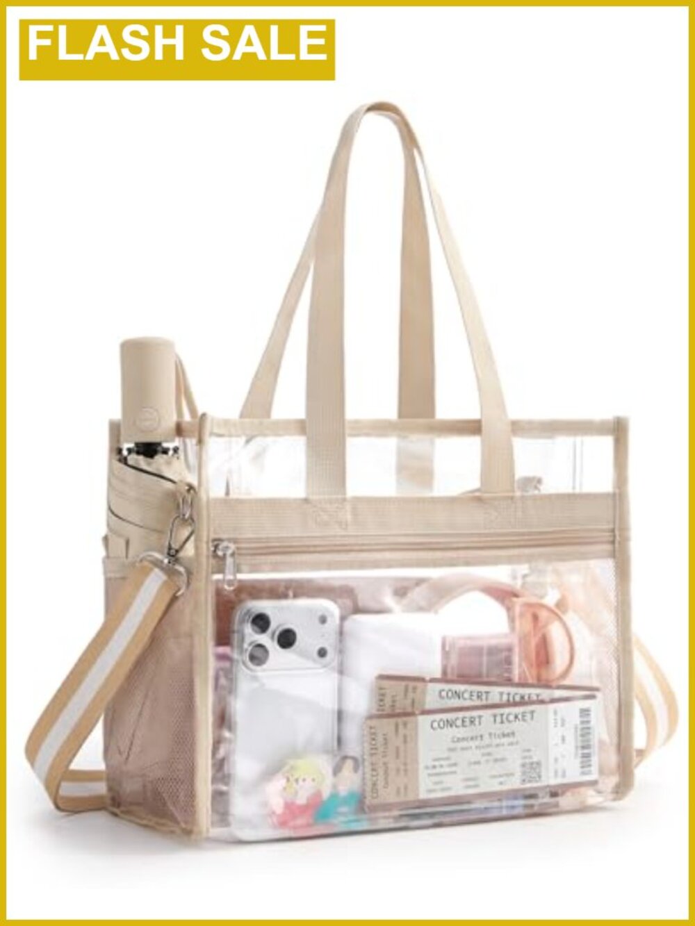 Stadium Approved Clear Tote Bag Waterproof PVC 12x6x12 Adjustable Strap